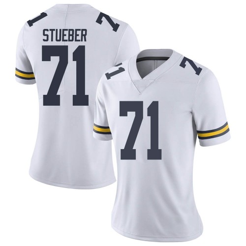 Andrew Stueber Michigan Wolverines Women's NCAA #71 White Limited Brand Jordan College Stitched Football Jersey JFA1854ZG